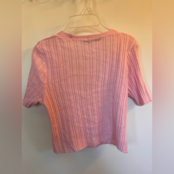 Pink Nasty Gal Mini Cardigan Size 8 Medium Coquette Pearl Buttons - Picture 2 of 4